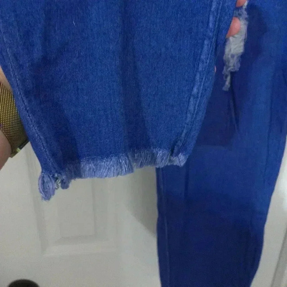 Hue Deep Ultramarine Skimmer Ripped Denim Hi-Rise Leggings / Size 20W - Picture 5 of 16